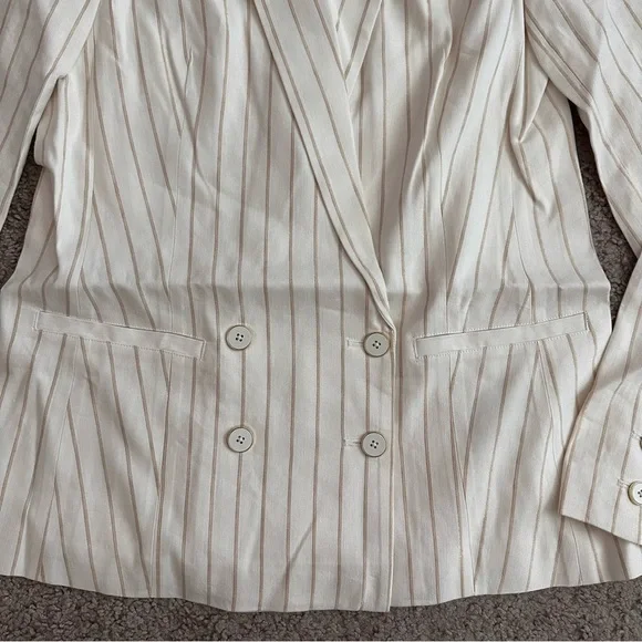 Paige Rosette Stripe Double Breasted Linen Blend Blazer Womens 6 - Picture 12 of 14
